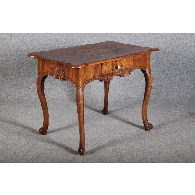 Brown Antique Small Rococo Table Desk in Walnut, 1760 For Sale - Image 8 of 18