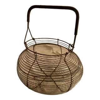 1920s Antique French Wire Egg Basket For Sale