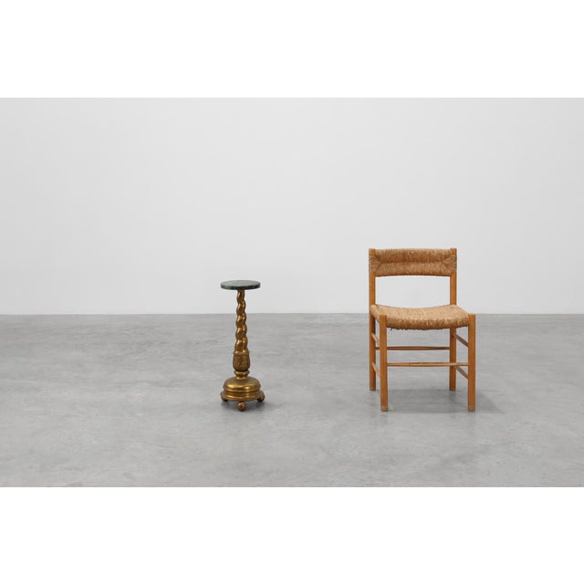 Art Deco Side Table with Green Marble Top and Bronze Base, Belgium, 1925 For Sale - Image 4 of 11