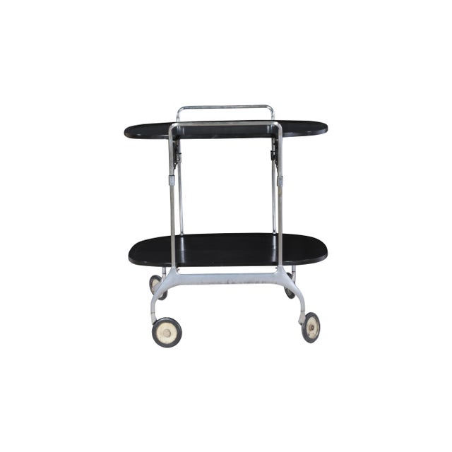 Mid-Century Modern 1960s Mid Century Modern Collapsible Chrome and Bakelite Bar Cart For Sale - Image 3 of 6