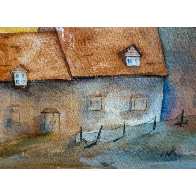 1990s Cottages, Signed Watercolor Painting, Framed For Sale - Image 4 of 6