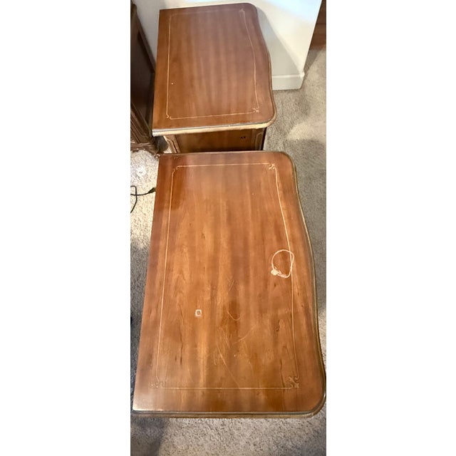 1960s Drexel Heritage French Provincial Louis XV Carved Walnut Nightstands, Pair For Sale - Image 15 of 18