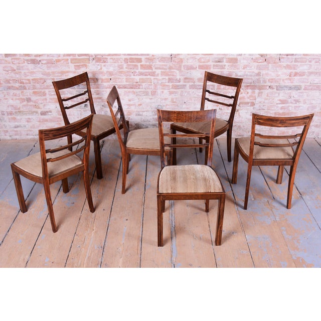 This set of six chairs from the 1920s represents an excellent example of Czechoslovak furniture design in the Art Deco...