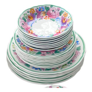 Crown Staffordshire fine bone china // springtime floral hand-painted design // floral fine china // made in England // colorful palette For Sale