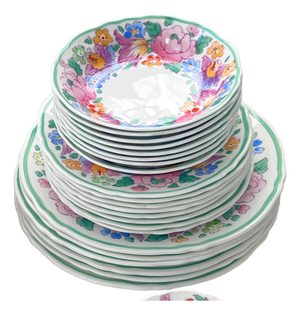 Crown Staffordshire fine bone china // springtime floral hand-painted design // floral fine china // made in England // colorful palette