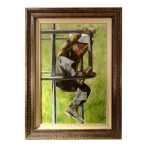 Gunnar Donald Anderson Boy Climbing A Structure C,1990 Painting
