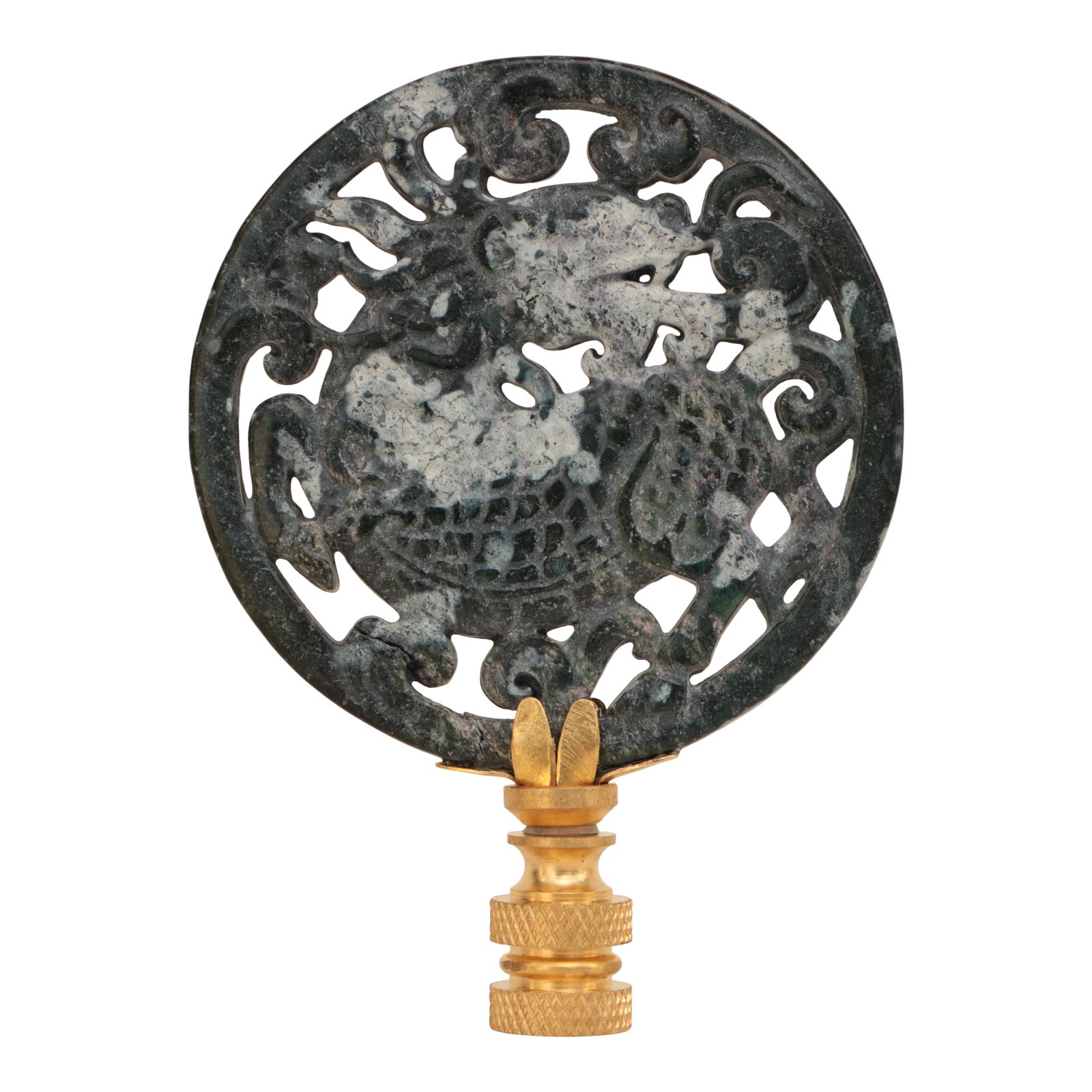 Marbled Foo Dog Lamp Finial on Brass Hardware Chairish