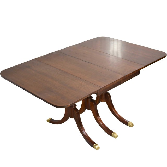 Mid Century Regency Style Mahogany Drop-Leaf Dining Table With Brass Capped Feet For Sale - Image 13 of 13