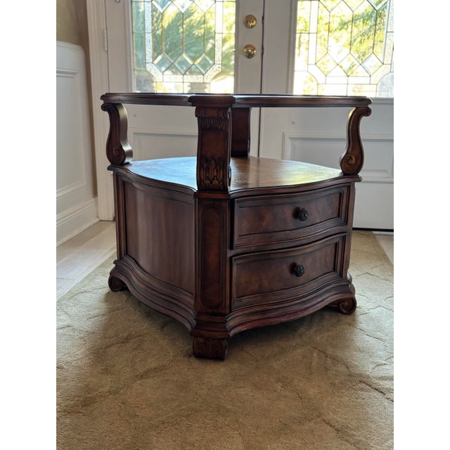 This stunning Drexel Heritage Talavera end table showcases the timeless quality and craftsmanship. Featuring a rich, warm...