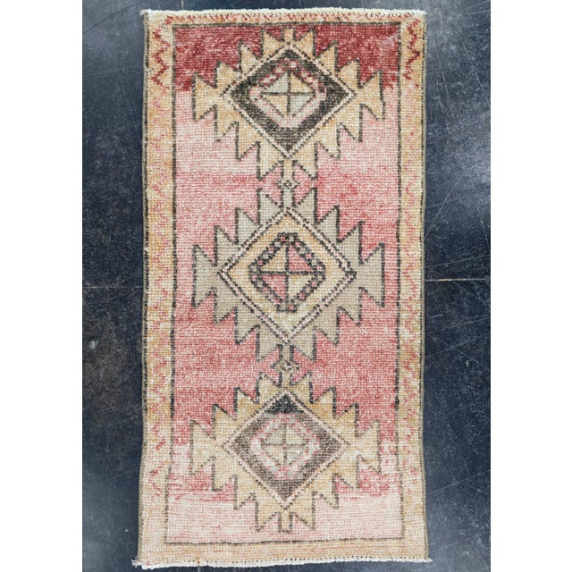 Pink Turkish Mini Rug Oriental Hand Knotted Vintage Rug 1'8" x 3'2" #16890 For Sale - Image 8 of 8