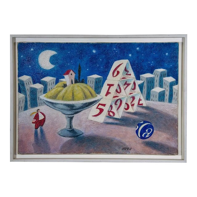 Armando Orfeo - Card Game - Original Oil Painting - 1999 For Sale