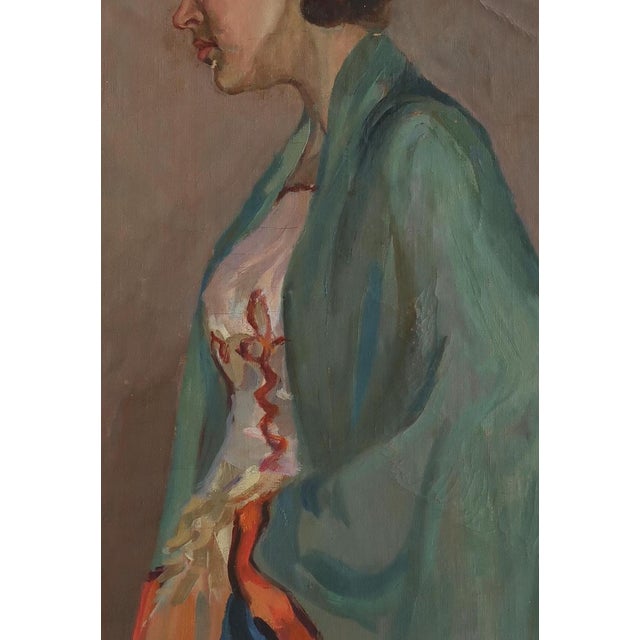 Vintage Oil Painting: Ukrainian Woman Portrait, Sokolovsky 1960s 88-60 For Sale - Image 4 of 6