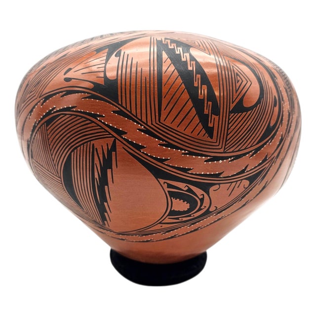 Signed Yolanda Quezada Mata Ortiz Polychrome Ceramic Vessel Casas Grandes 10" For Sale
