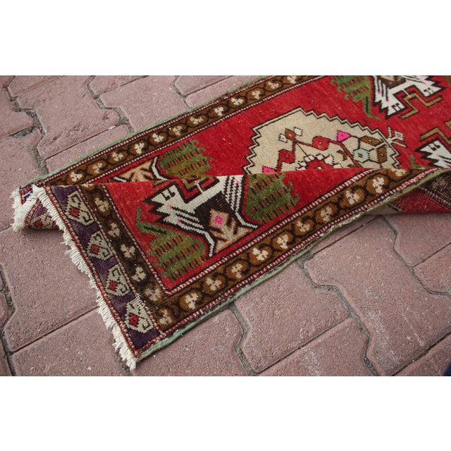 1990s Turkish Red Medallion Doormat For Sale - Image 10 of 13