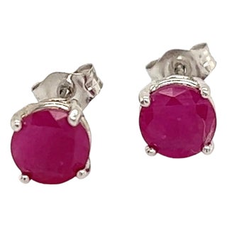 Natural Ruby Stud Earrings 14k Gold 1.91 TCW 1.28 Grams Certified For Sale