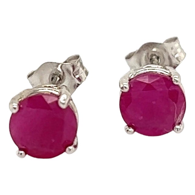 Natural Ruby Stud Earrings 14k Gold 1.91 TCW 1.28 Grams Certified For Sale
