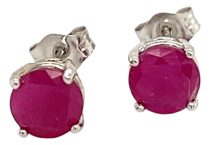 Natural Ruby Stud Earrings 14k Gold 1.91 TCW 1.28 Grams Certified