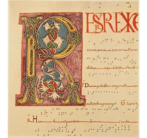 1949 Letter R From "A Gradual of Albi", First Edition Vintage Full Color Lithograph