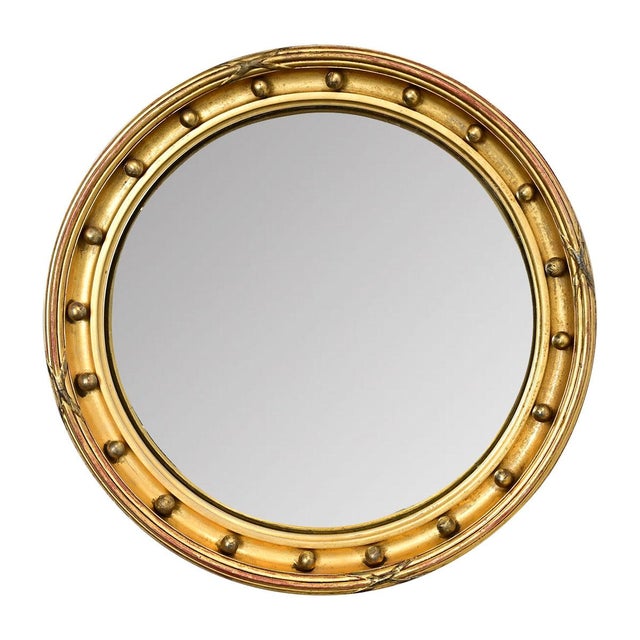 English 19th Century Giltwood Convex Bullseye Mirror For Sale - Image 4 of 12