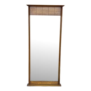 Mid-Century Walnut & Burlwood Wall Mirror For Sale