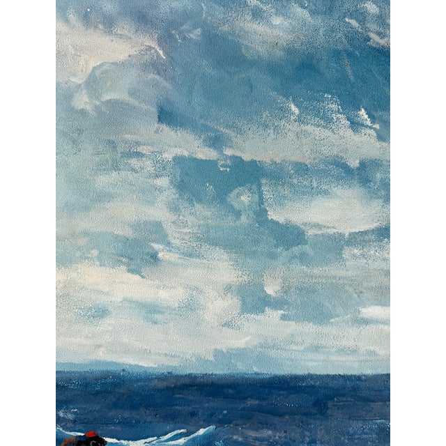 Midcentury Seascape Oil on Canvas For Sale In Miami - Image 6 of 10