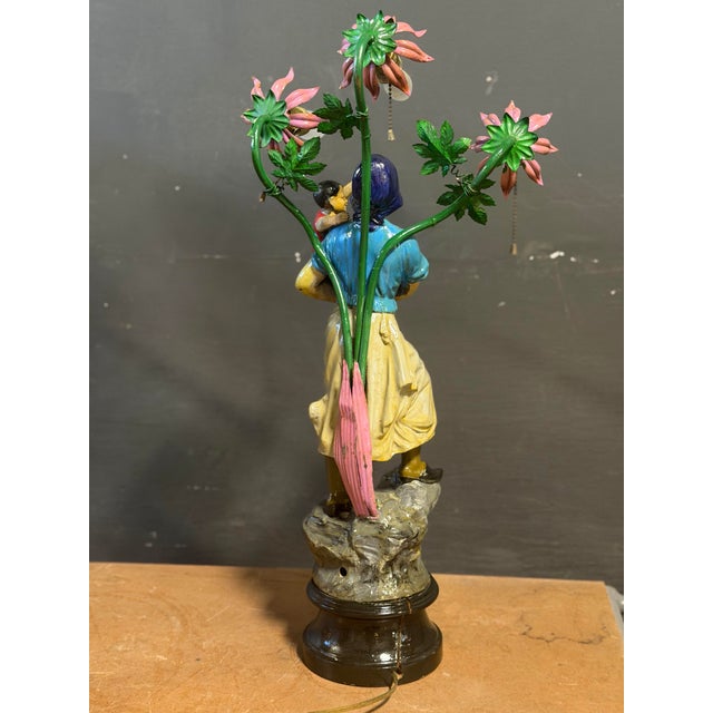 Early 20th Century German Ceramic Woman and Child Accent Lamp For Sale - Image 4 of 8