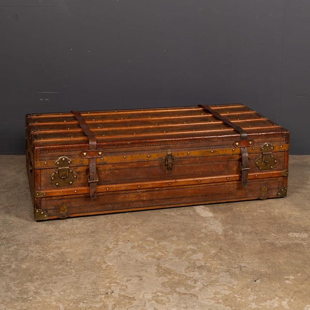 Antique Victorian Leather Travel Trunk, 1870s For Sale - Image 3 of 18