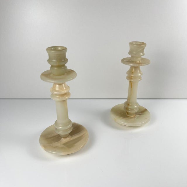 Alabaster Candlesticks, 1960s, Set of 2 For Sale - Image 3 of 13