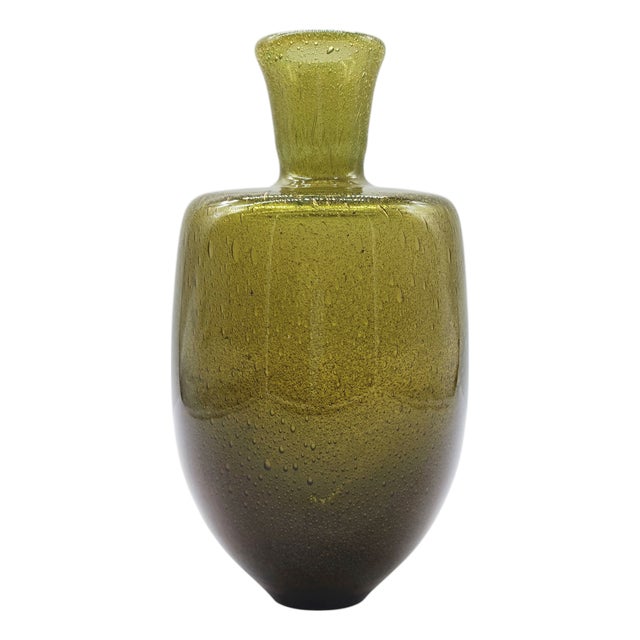 Olive Green Pulegoso Sommerso Glass Vase by Carlo Scarpa for Venini, Italy, 1960s For Sale