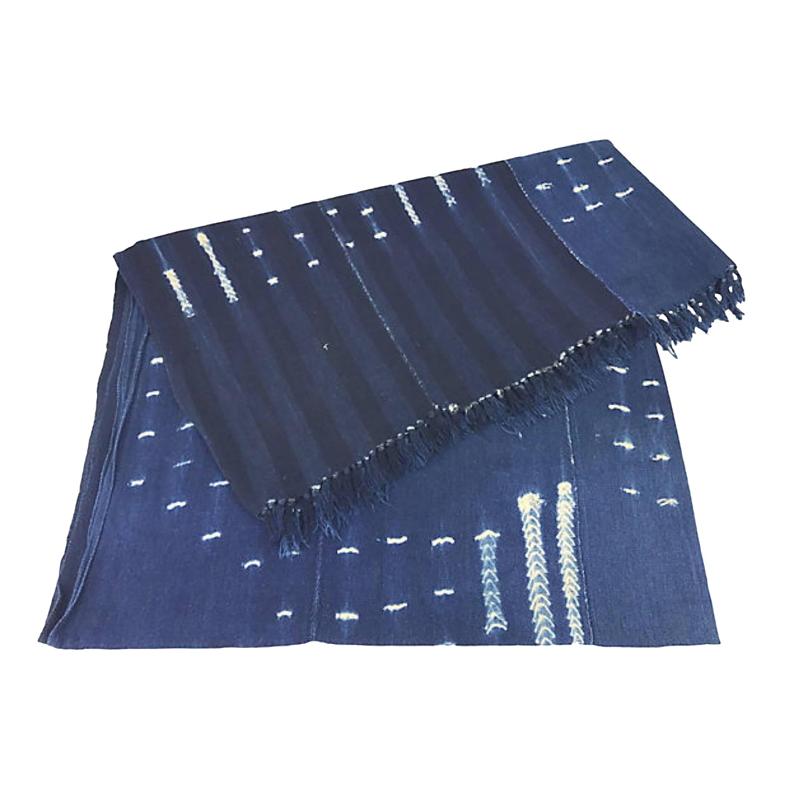 African Indigo Shibori Mud Cloth Throw Chairish