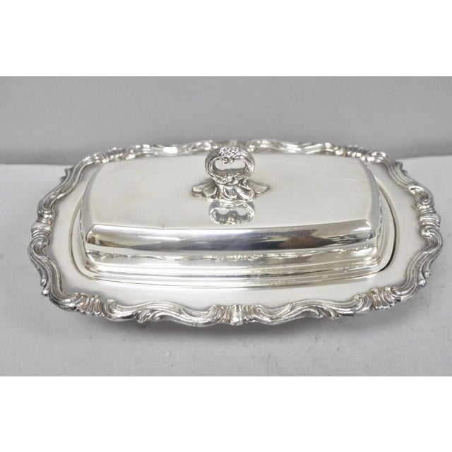Victorian Vintage Fb Rogers 1959 Victorian Silver Plated Footed Covered Butter Dish For Sale - Image 3 of 14