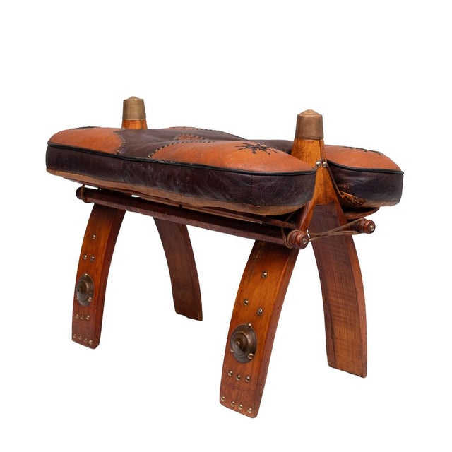 Two-Tone Leather Camel Seat, Egypt, 1960s For Sale - Image 11 of 11