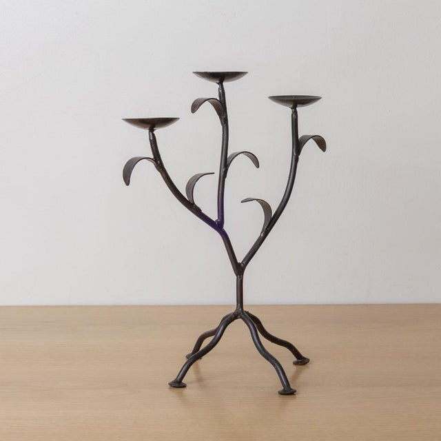 1950s Pair of French Iron Candlesticks For Sale - Image 9 of 10