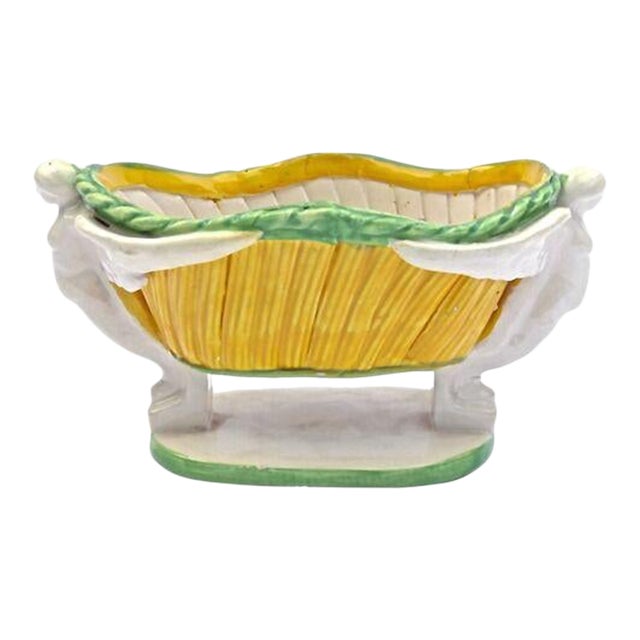 Vintage Floral Basket & Winged Caryatid Cachepot For Sale