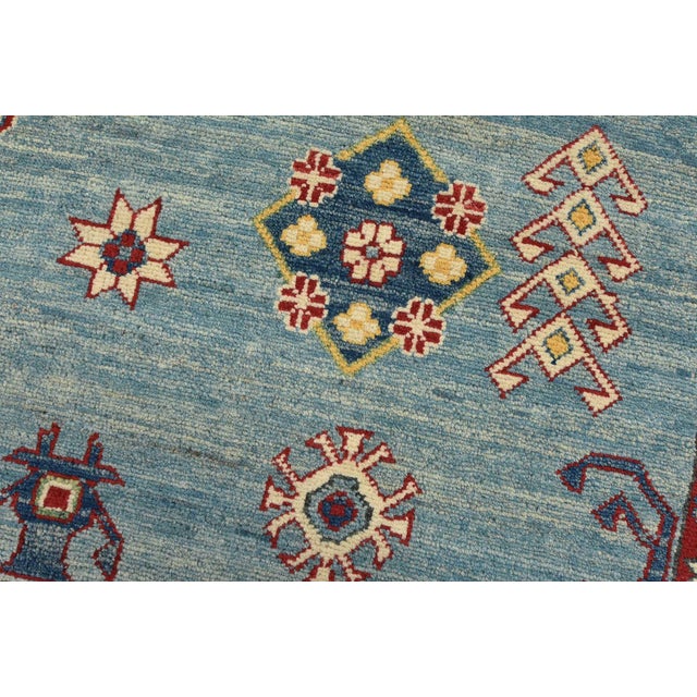 2020s Kazak Rug 10’1” X 13’6” Blue Wool Tribal Hand-Knotted Oriental Carpet For Sale - Image 5 of 15