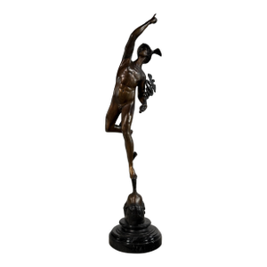 Large Bronze Mercury (Hermes) Sculpture After Boschetti – 31” Tall, Classical Grand Tour