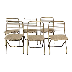 1950s Vintage Cosco Metal Folding Chairs, Set of 6