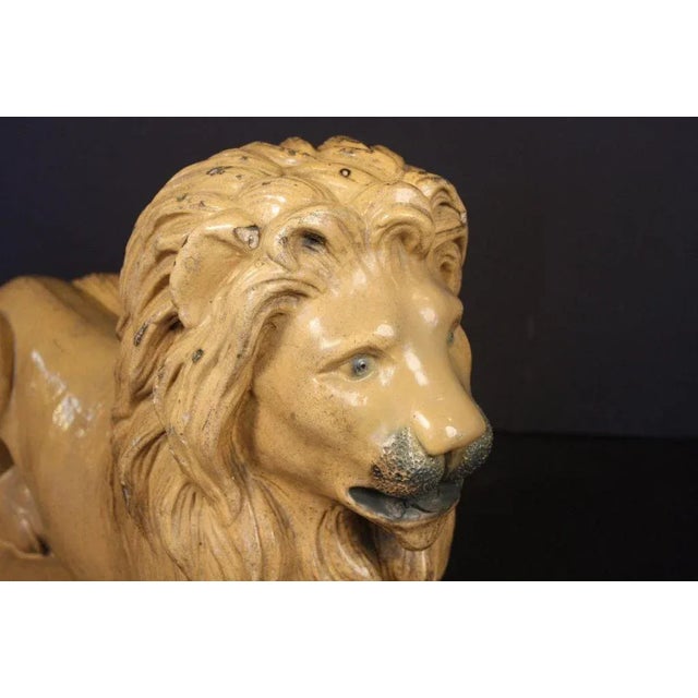 Early 20th Century Large English Recumbent Lion of Glazed Stoneware For Sale - Image 5 of 10