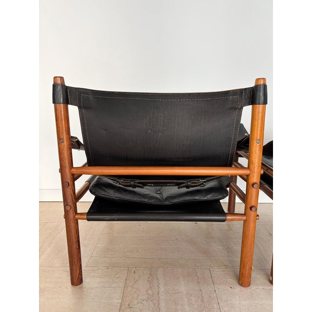 Scandinavian Armchairs in Black Leather and Wood by Arne Norell, Sweden, 1960s, Set of 2 For Sale - Image 12 of 18