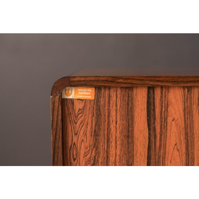 Mid Century Modern Rosewood Tall Dresser Chest by Westnofa of Norway For Sale - Image 11 of 13