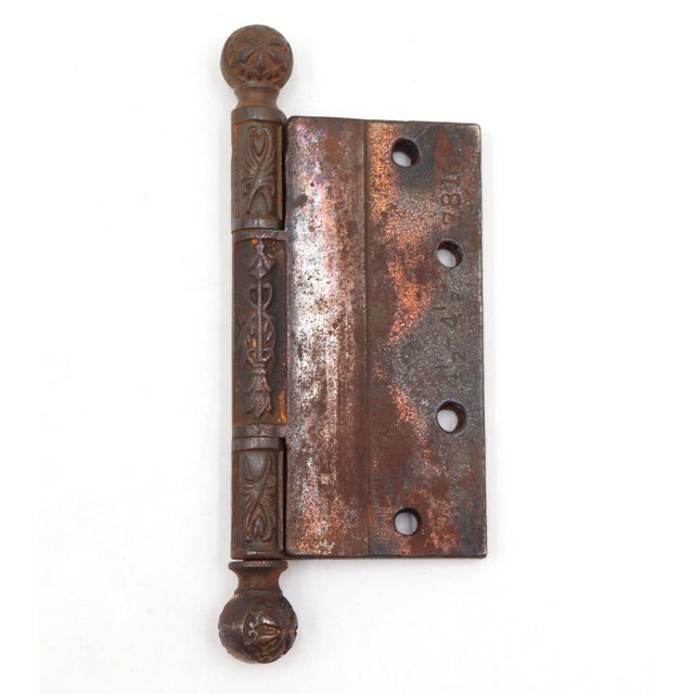 Antique Victorian 4.5 X 4.5 In. Copper Plated Cast Iron Door Hinge For Sale - Image 4 of 4
