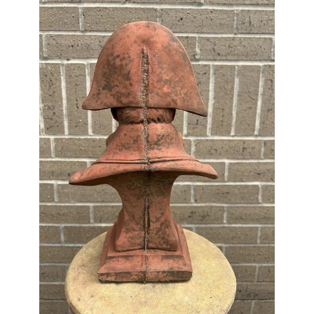 Napoleon Bonaparte Cast Stone Bust with Terracotta Finish Garden Ornament For Sale - Image 9 of 18