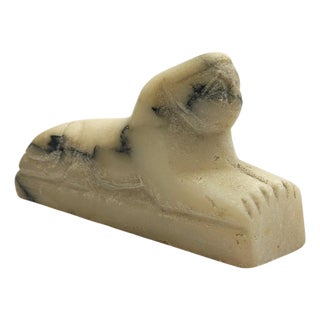Antique Hand-Carved Alabaster Sphinx, 1890s For Sale