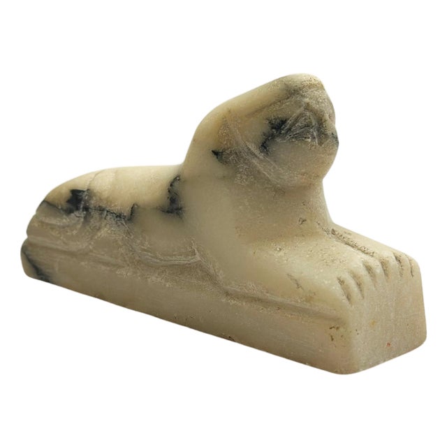 Antique Hand-Carved Alabaster Sphinx, 1890s For Sale