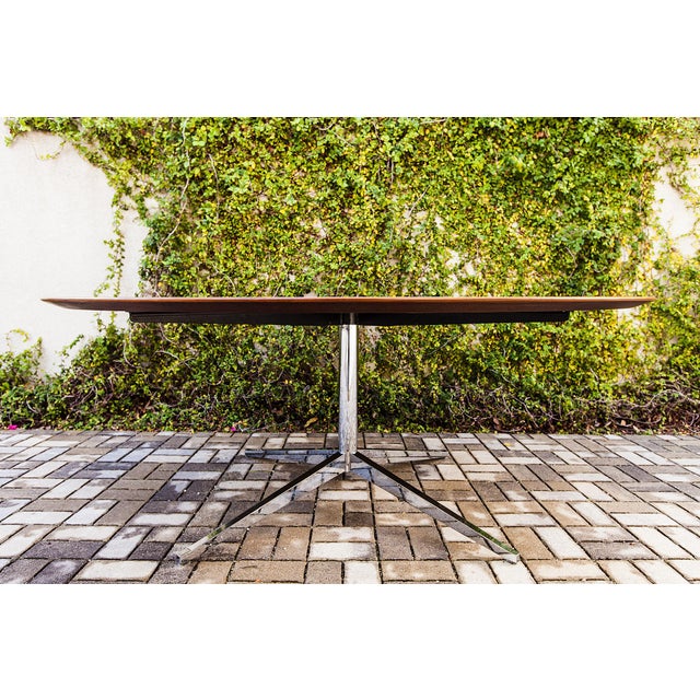 Vintage 1960s Florence Knoll 72" Round Rosewood X Base Table Desk For Sale - Image 11 of 16