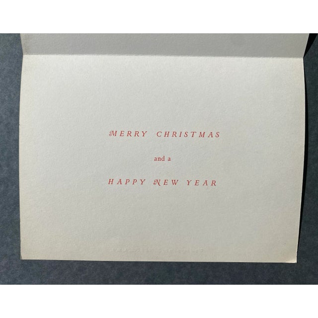 Color wood engraving by New York artist John DePol (1913-2004) on a folded Christmas / New Years card. Signed in plate,...