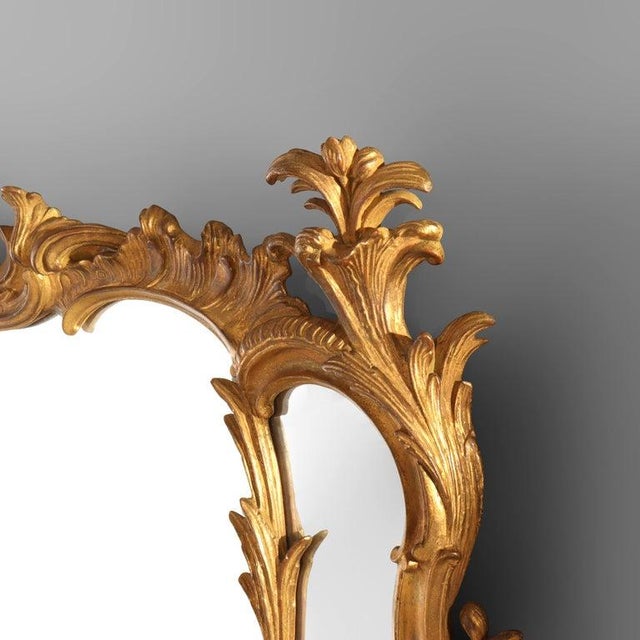 Late 19th Century Large 58" French Louis XIV Foliate Carved Gilt Wood Triptych Mantle Mirror C1890 For Sale - Image 5 of 8