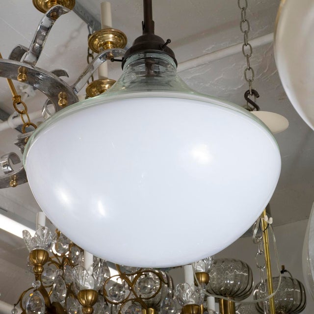 Obsolete lighting opaline glass pendant For Sale In New York - Image 6 of 7