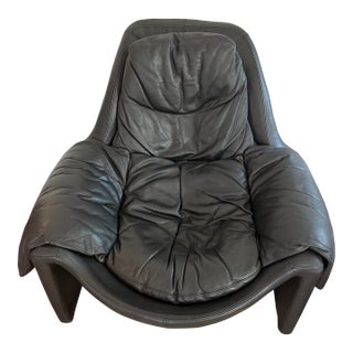Vintage Black Leather Lounge Chair by Img Norway, 1980s For Sale