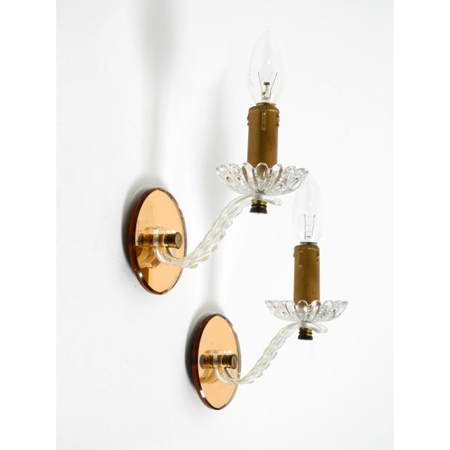 Mid-Century Modern Italian Wall Lamps in Glass and Mirror, 1960s, Set of 2 For Sale - Image 3 of 13
